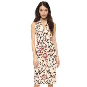Alice + Olivia Jacki Dress Embroidered White Midi